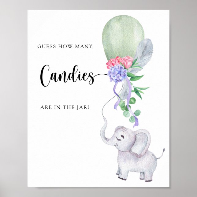 Elephant & Balloon - guess how many candies Poster (Front)