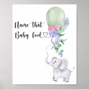Elephant & Balloon Name that baby food Poster