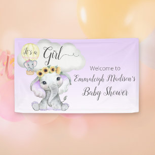 Elephant Balloon Purple Baby Shower Welcome Sign