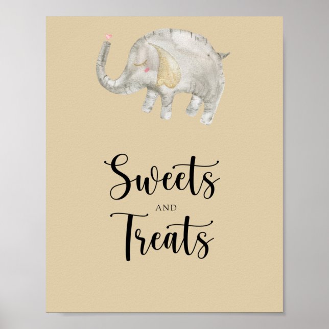 Elephant Balloon - sweets and treats baby shower Poster (Front)