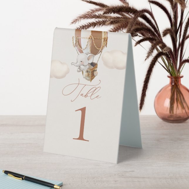 Elephant Balloon Table Number Table Tent Sign (In SItu (Table))