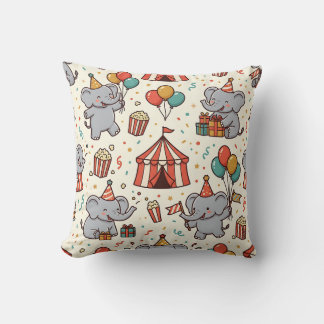 Elephant Balloon Throw Pillow - Circus Party