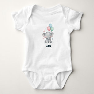Elephant Balloons Baby Bodysuit