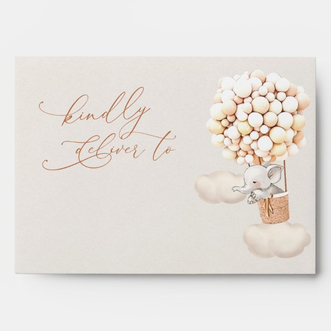 Elephant Balloons Baby Shower Envelope (Front)