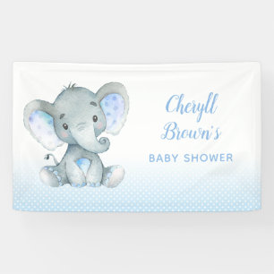 Elephant Banners - Baby Shower Backdrops (Blue)