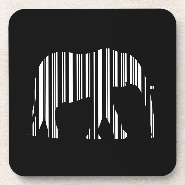 ELEPHANT BARCODE Animal Bar Code Pattern Design Coaster (Front)