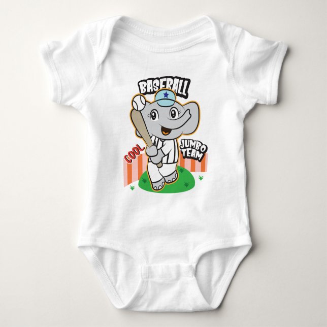 Elephant baseball  baby bodysuit (Front)