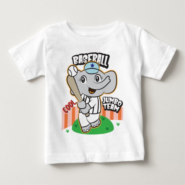 Elephant baseball  baby T-Shirt (Front)