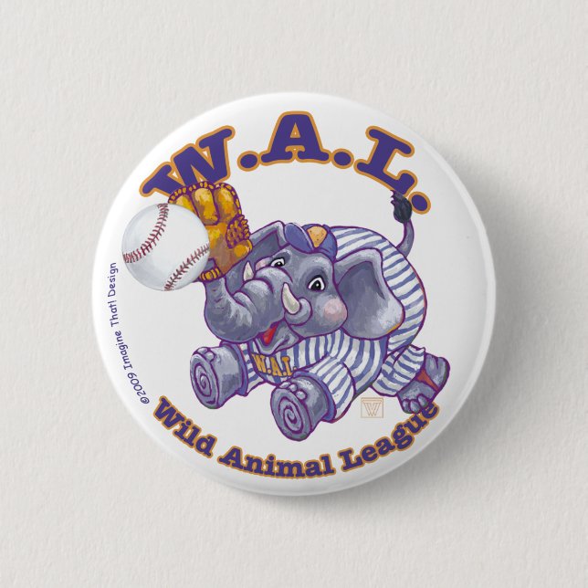 Elephant Baseball Star 6 Cm Round Badge (Front)