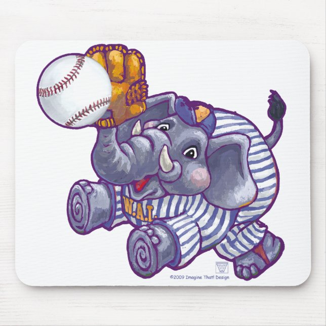 Elephant Baseball Star Mouse Pad (Front)