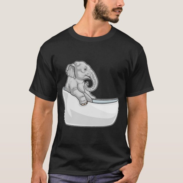 Elephant Bathe Bathtub T-Shirt (Front)