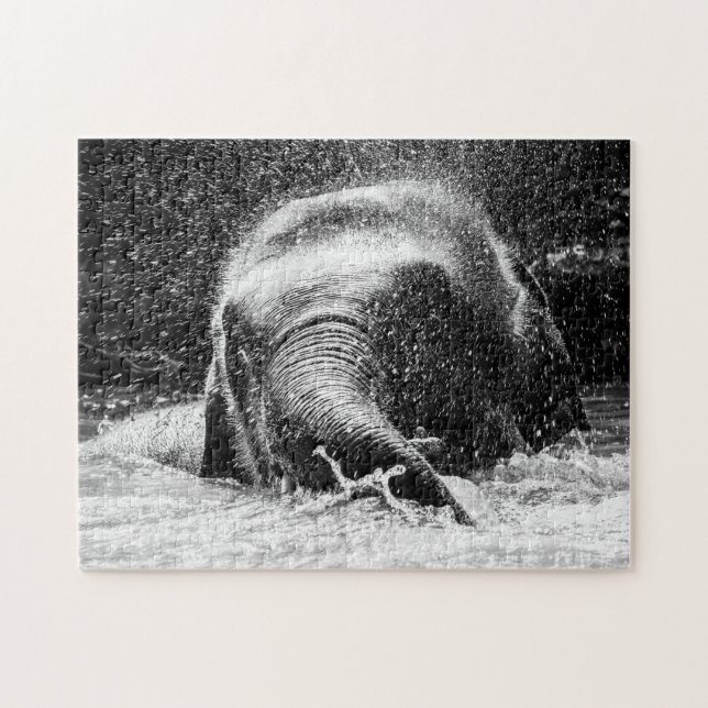 Elephant Bathing Time, Jigsaw Puzzle (Horizontal)