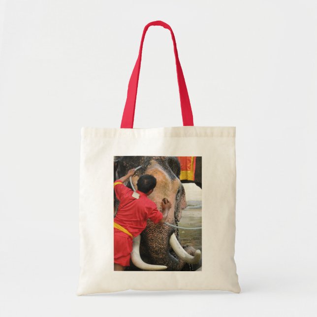 Elephant Bathtime ... Ayutthaya, Thailand Tote Bag (Front)