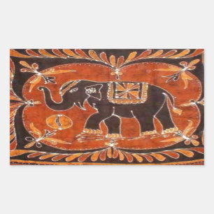 Elephant Batik Rectangular Sticker