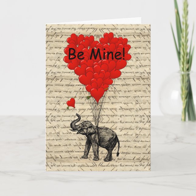 Elephant be mine Valentines Holiday Card (Front)