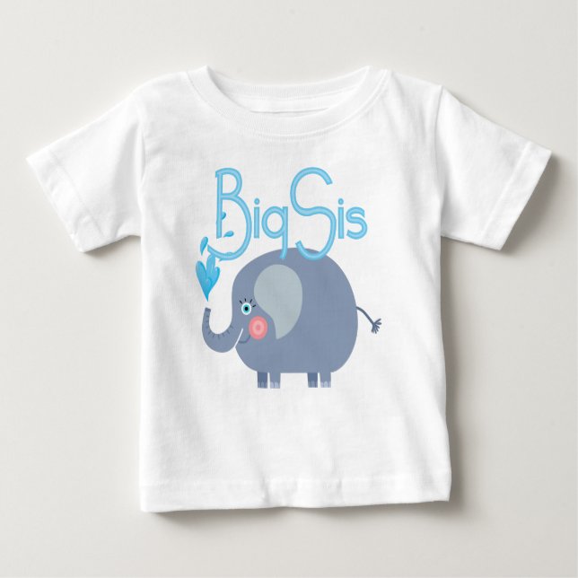 Elephant Big Sis Baby T-Shirt (Front)