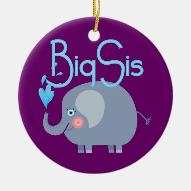 Elephant Big Sis Ceramic Tree Decoration (Front)
