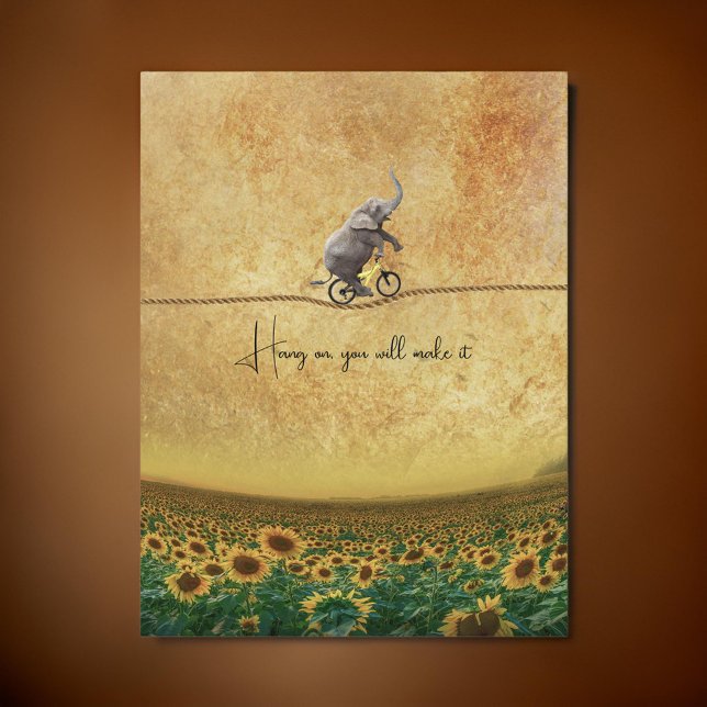 Elephant Bike Cycle TightRope Sunflowers |   Postcard (Creator Uploaded)