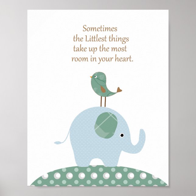 Elephant bird nursery art poster (Front)
