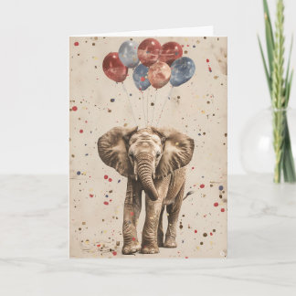 Elephant Birthday Balloon Greeting Card