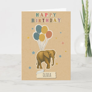Elephant Birthday Card – Personalised Name