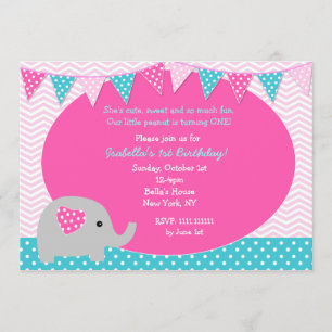 Elephant Birthday Party Invitations