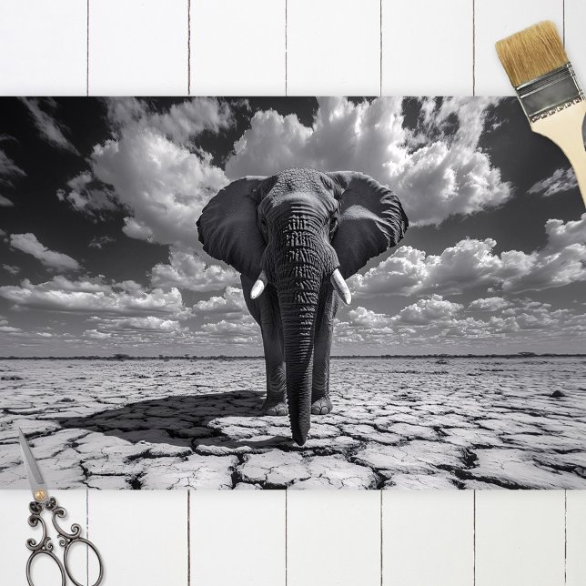 Elephant Black and White Decoupage Tissue Paper (Creator Uploaded)