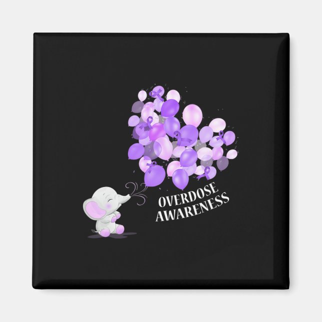 Elephant Blowing Up Balloons Overdose Awareness  Magnet (Front)