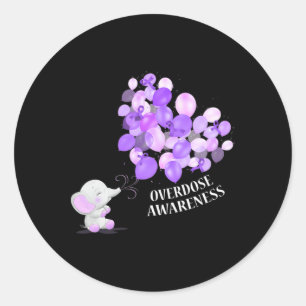 Elephant Blowing Up Bylloons Overdose Awareness Classic Round Sticker