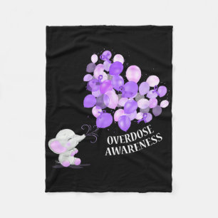 Elephant Blowing Up Lloons Overdose Awareness Fleece Blanket