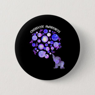 Elephant Blowing Up Purple Balloons Overdose Aware 6 Cm Round Badge