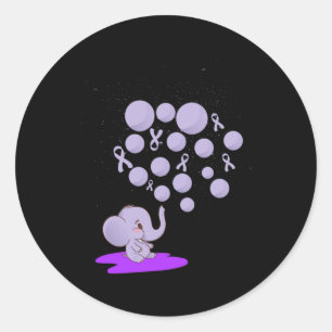 Elephant Blowing Up Purple Balloons Overdose Aware Classic Round Sticker