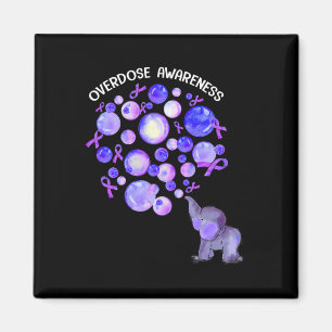 Elephant Blowing Up Purple Balloons Overdose Aware Magnet