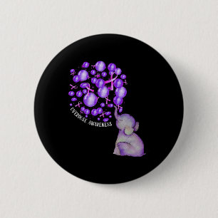 Elephant Blowing Up Purple Bylloons Overdose Aware 6 Cm Round Badge