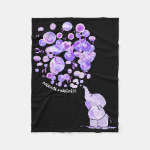 Elephant Blowing Up Purple Bylloons Overdose Aware Fleece Blanket