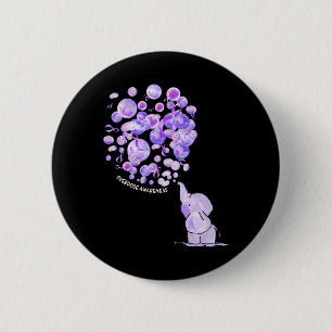 Elephant Blowing Up Purple Lloons Overdose Awarene 6 Cm Round Badge