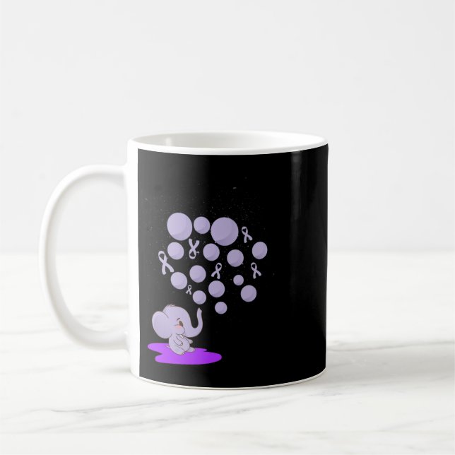Elephant Blowing Up Purple Lloons Overdose Awarene Coffee Mug (Left)