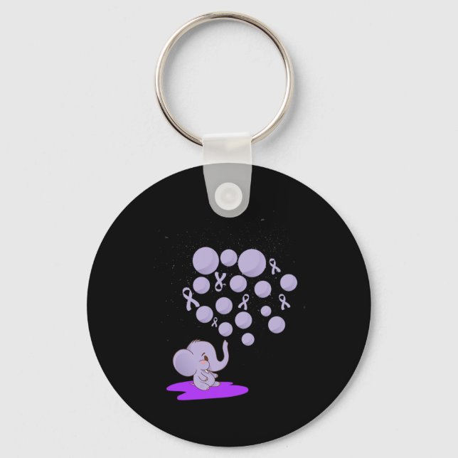 Elephant Blowing Up Purple Lloons Overdose Awarene Key Ring (Front)