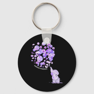 Elephant Blowing Up Purple Lloons Overdose Awarene Key Ring