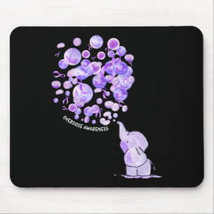 Elephant Blowing Up Purple Lloons Overdose Awarene Mouse Pad
