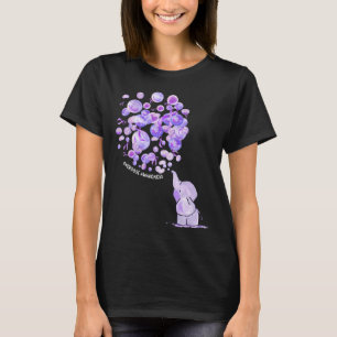 Elephant Blowing Up Purple Lloons Overdose Awarene T-Shirt