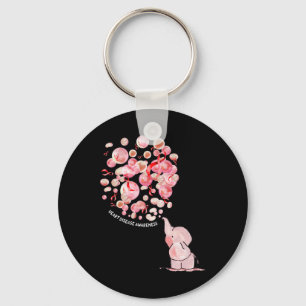 Elephant Blowing Up Red Balloons Heart Disease Awa Key Ring