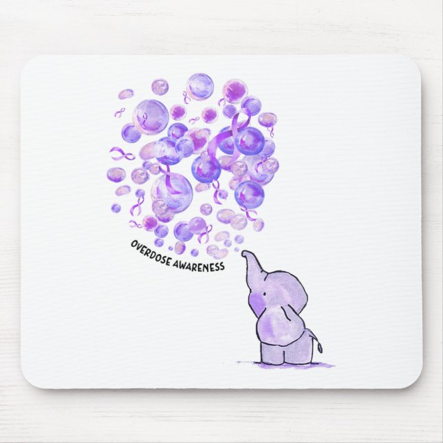 Elephant Blows Up Purple Bylloons Overdose Awarene Mouse Pad (Front)