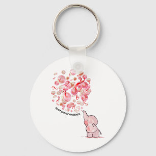 Elephant Blows Up Red Balloons Heart Disease Aware Key Ring