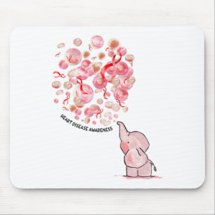Elephant Blows Up Red Balloons Heart Disease Aware Mouse Pad
