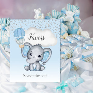 Elephant Blue Balloon Baby Shower Favours Sign