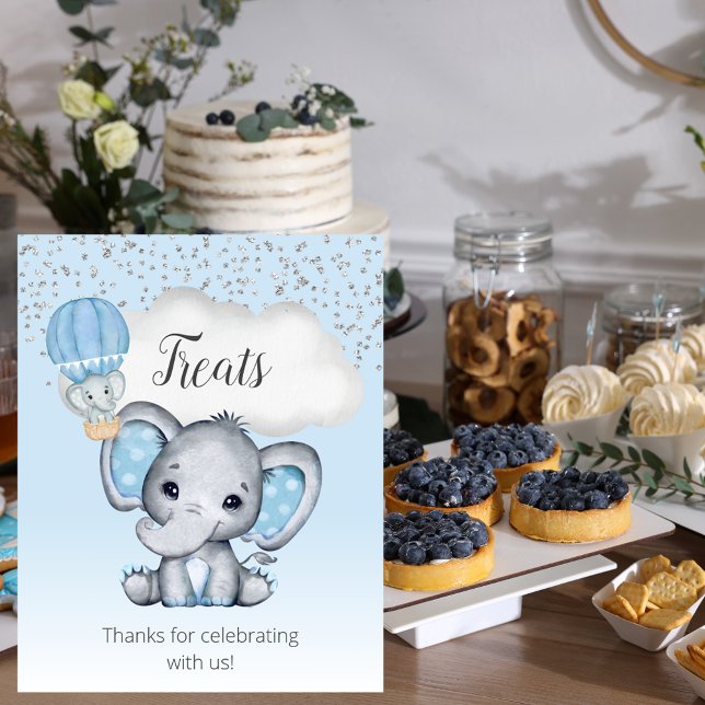 Elephant Blue Balloon Baby Shower Treats Poster (Creator Uploaded)