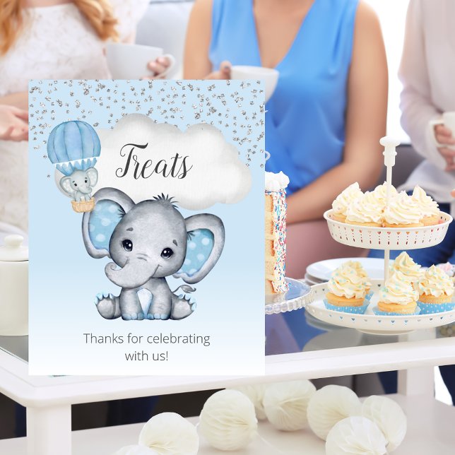 Elephant Blue Balloon Baby Shower Treats Poster (Creator Uploaded)