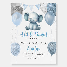 Elephant blue balloon boy baby shower welcome 