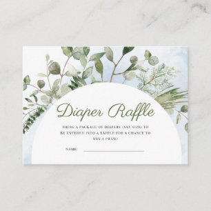 Elephant Blue Boy Greenery Diaper Raffle Enclosure Card
